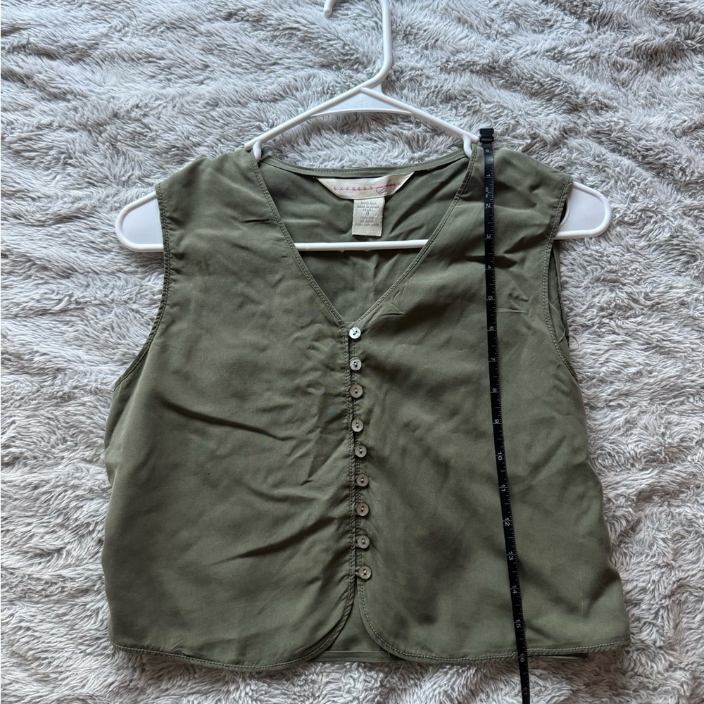 Sage 100% silk vest blouse